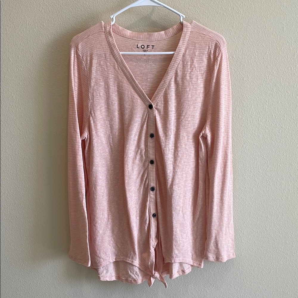 LOFT Light Salmon Long Sleeve Button Down Shirt Relaxed Fit